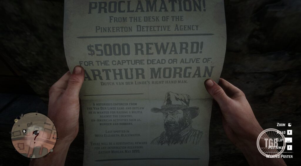 Bounty poster for arthur morgan